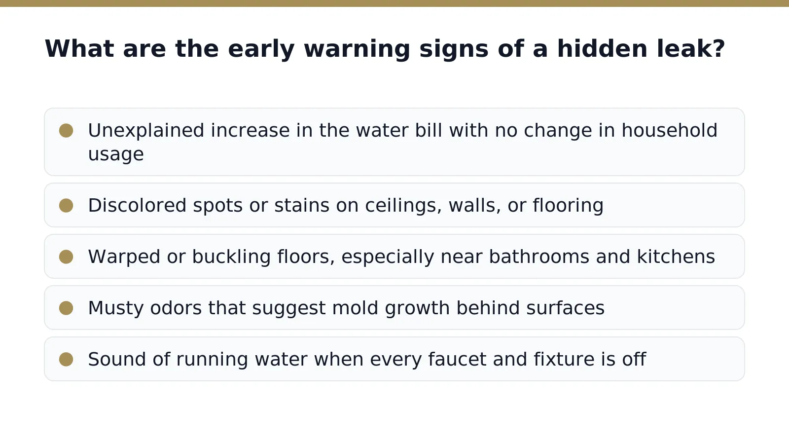 What are the early warning signs of a hidden leak